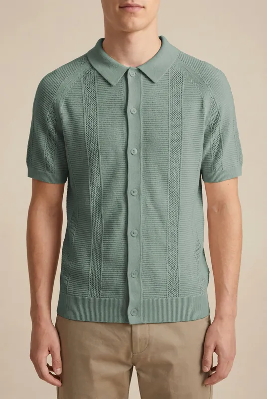 Lund Knit Polo Shirt - Seafoam