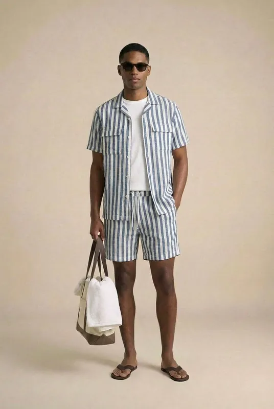 Vester Shirt Co-Ord - White / Navy