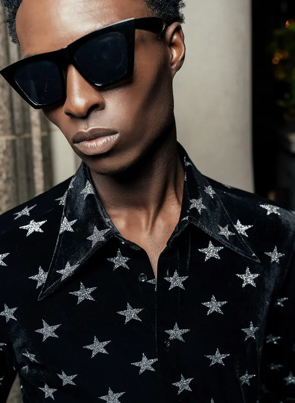 Black Velvet Silver Star Shirt - Shirts