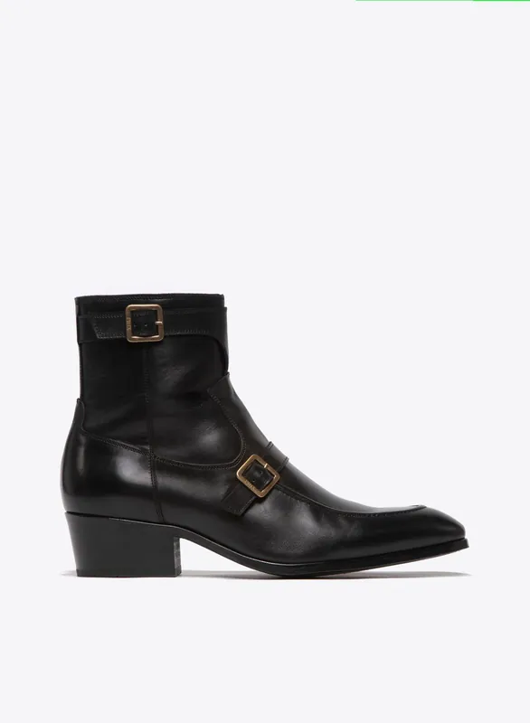 Monique 50mm Black Leather Boot - Footwear