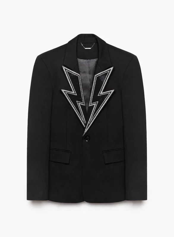 Black Bolt Lapel Blazer - Jackets & Coats