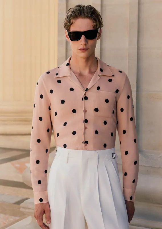 Pink Polka Dot Viscose Shirt - Shirts