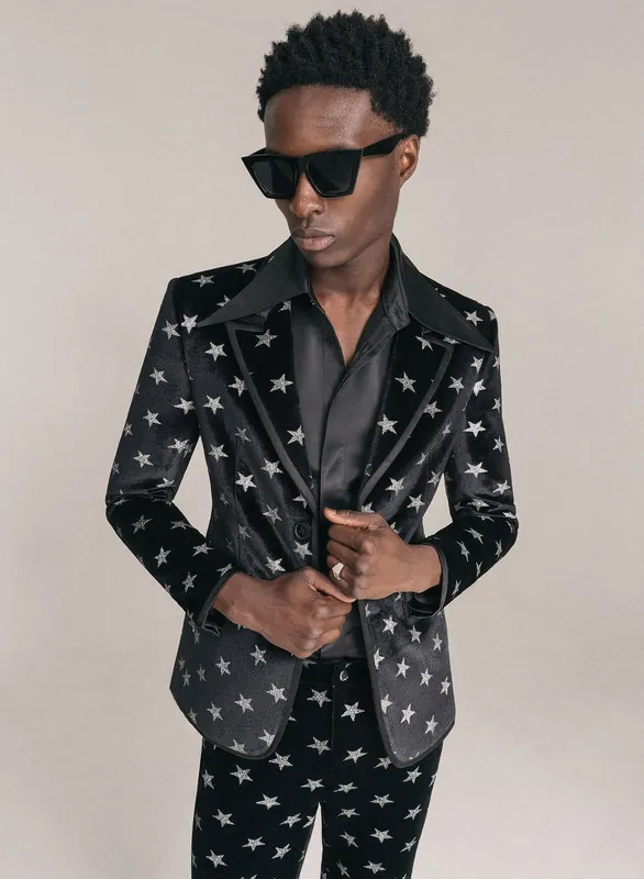 Black Velvet Bolan Star Blazer - Jackets & Coats