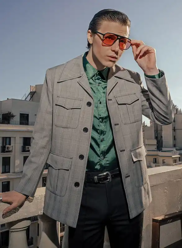 Prince Of Wales Check 70's Jacket - Jackets & Coats