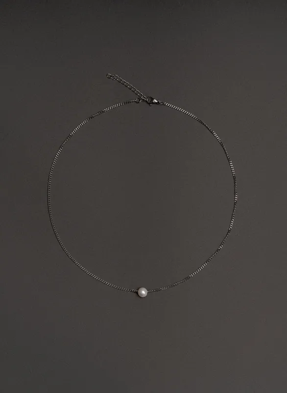Real Pearl 2mm Silver Chain Necklace - Accessories