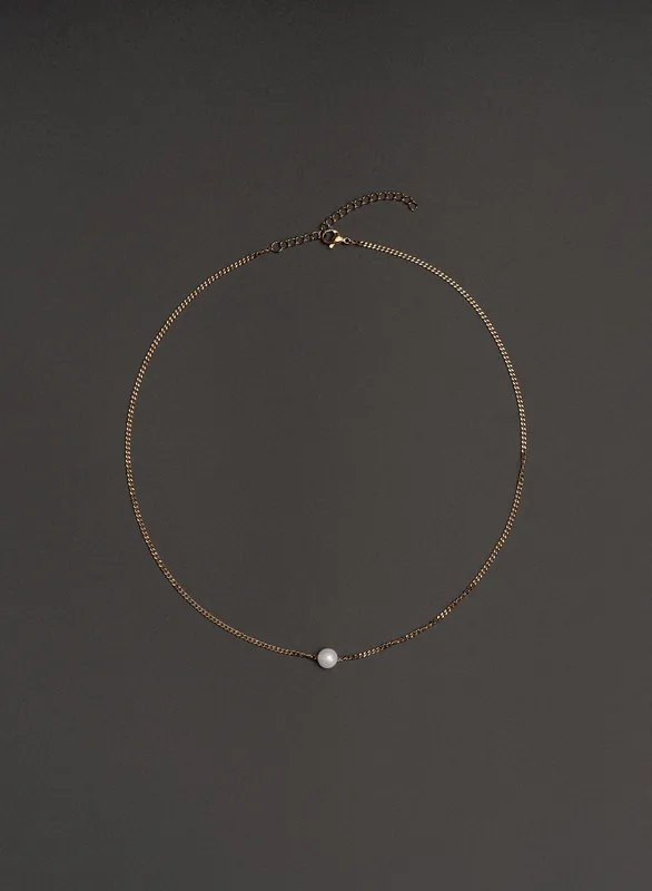 Real Pearl 2mm Gold Chain Necklace - Accessories