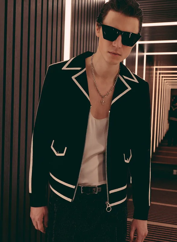 Black 70's Striped Trim Cropped Jacket - Jackets & Coats