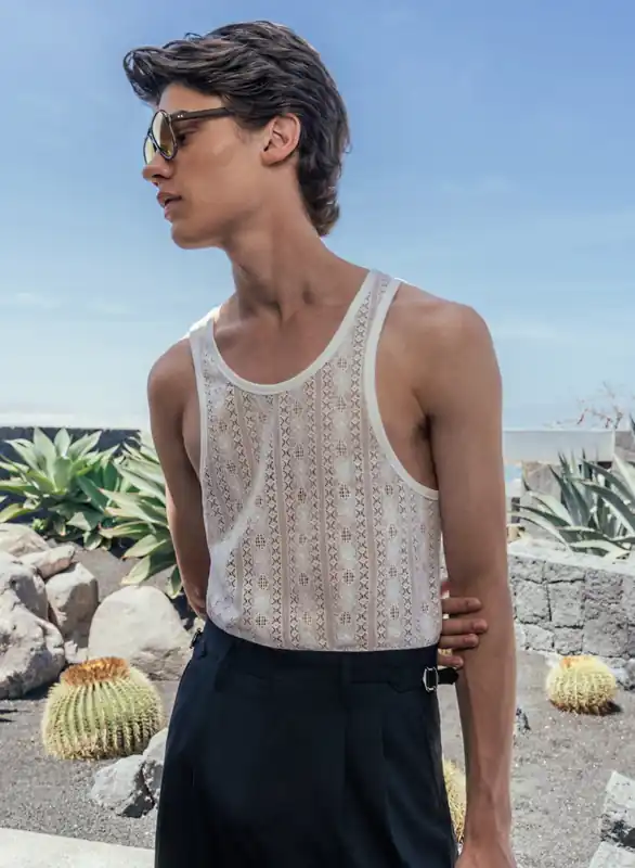 White Lace Cotton Vest Shirt - Shirts