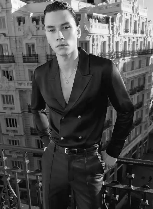 Black Double Breast Silver Button Satin Shirt - Shirts