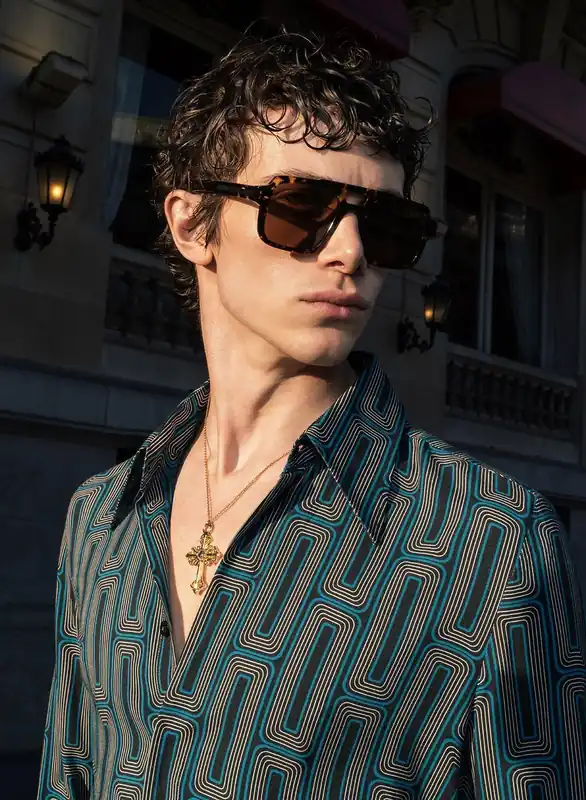 Blue 70's Geometric Viscose Shirt - Shirts