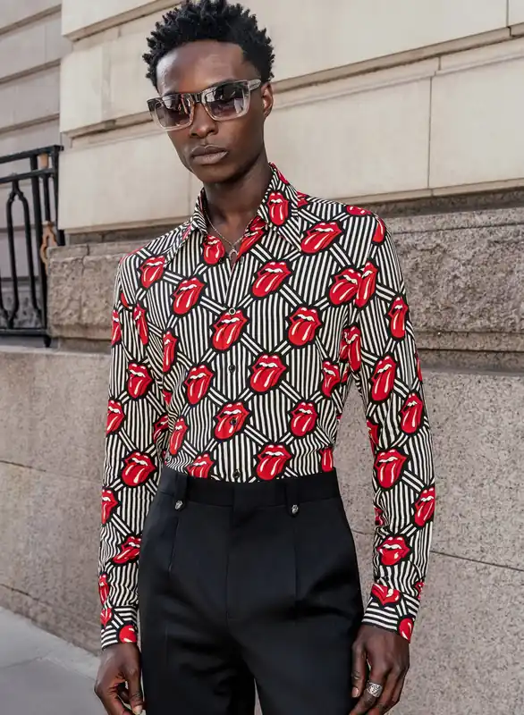Phix X Rolling Stones Geometric Tongue Viscose Shirt - Shirts