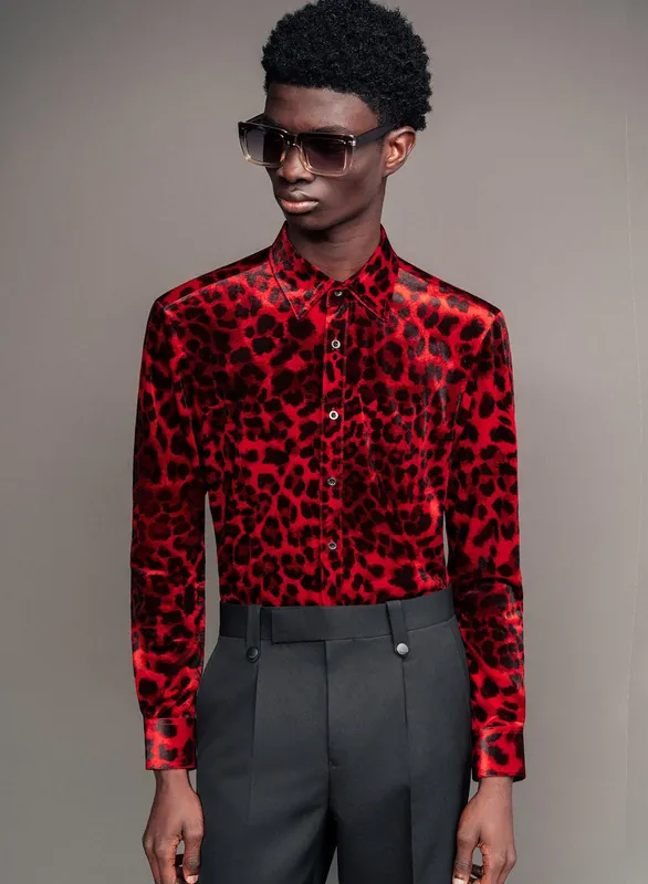 Red Leopard Velvet Shirt - Shirts