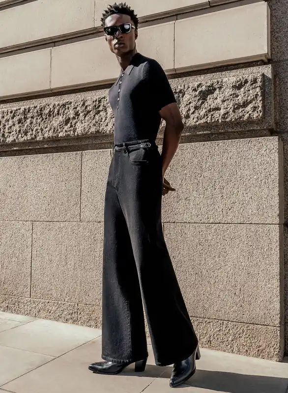 Phix X Rolling Stones Black Side Buckle Denim Flare - Trousers