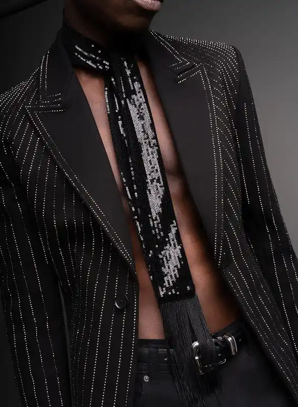 Black Sequin Tassel Scarf - Accessories