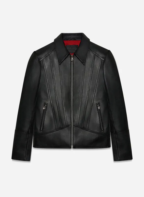 Phix X Rolling Stones Black Leather Panel Jacket - Jackets & Coats