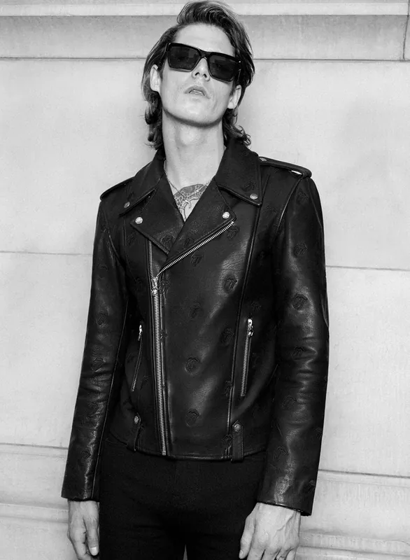 Phix X Rolling Stones Tongue Embroidered Biker Jacket - Jackets & Coats