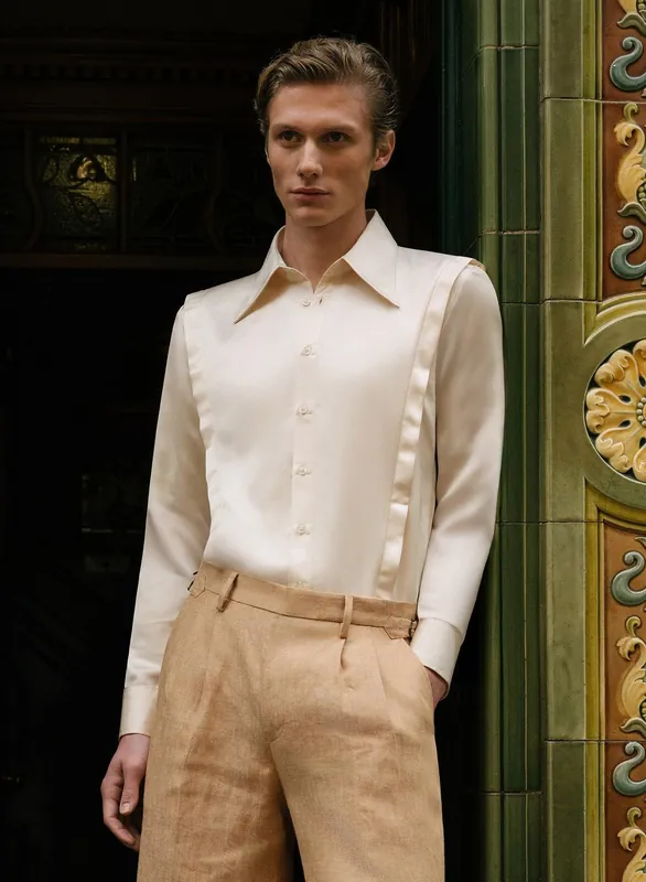 Phix X David Bowie Ivory Satin Bolt Shirt - Shirts