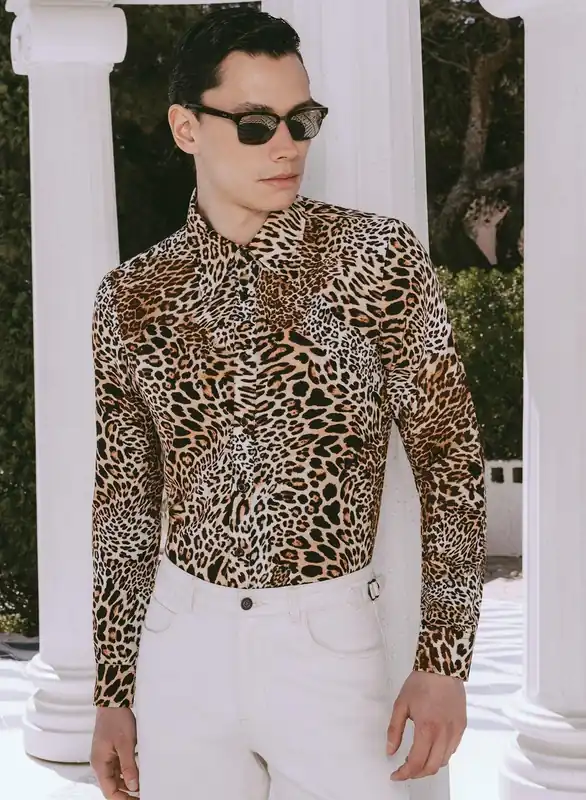 Leopard Print Viscose Shirt - Shirts