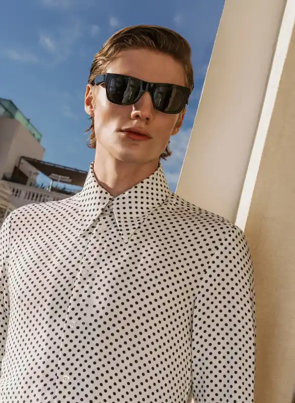 Ivory and Black Polka Dot Viscose shirt - Shirts
