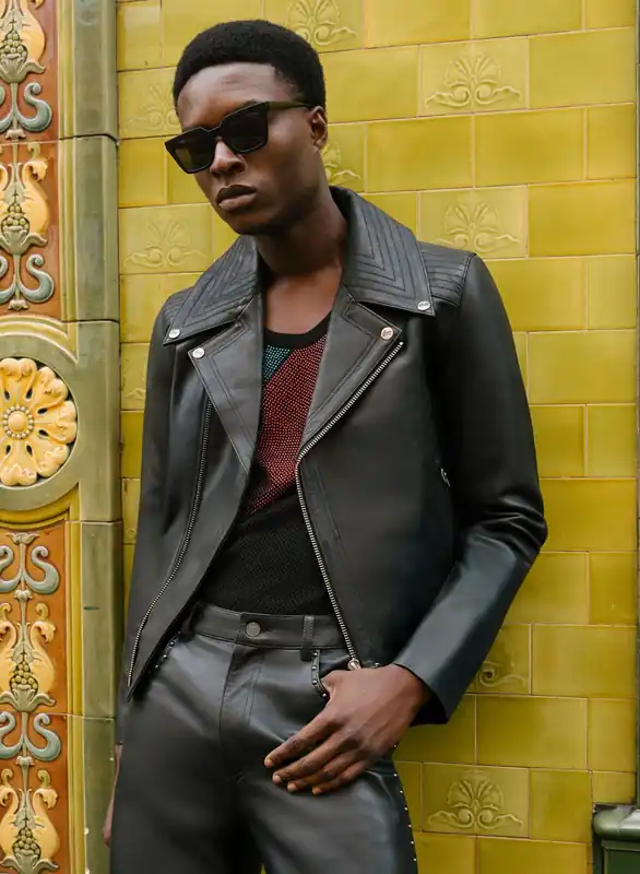 Phix X David Bowie Leather Lightning Bolt Biker Jacket - Jackets & Coats