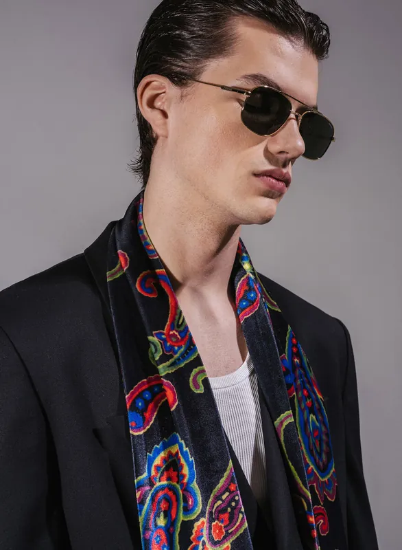 Paisley Velvet Tassel Scarf - Accessories