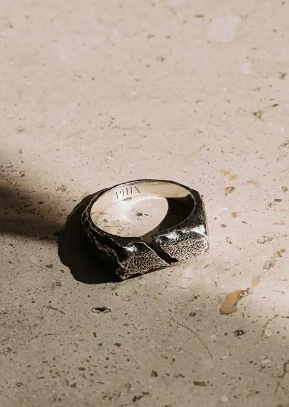 Silver Cracked Distressed Ring - Rings