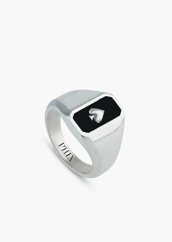 Silver Ace of Spades Signet Ring - Rings