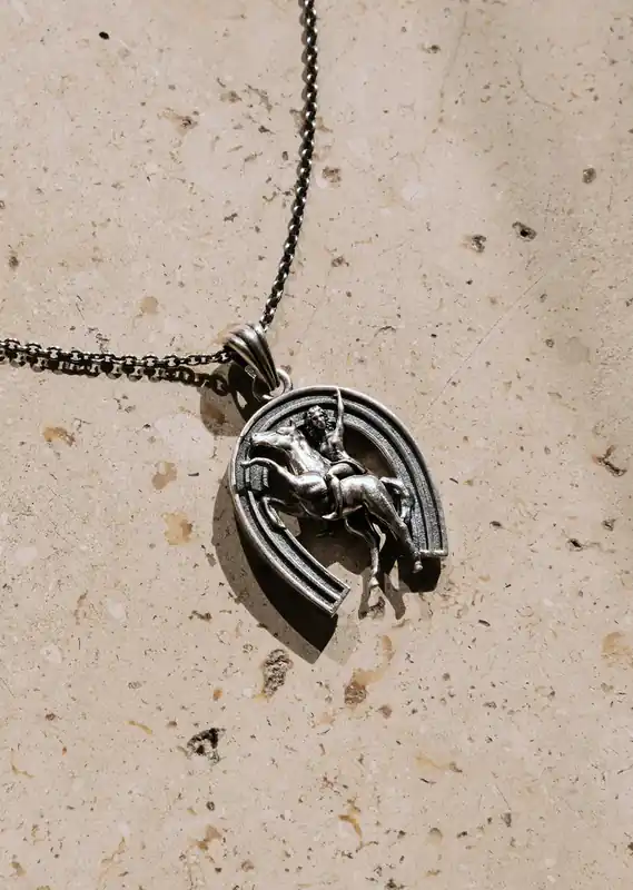 Silver Cowgirl Horseshoe Pendant Necklace - Necklaces