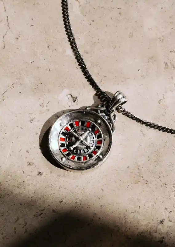 Silver Roulette Pendant Necklace - Necklaces