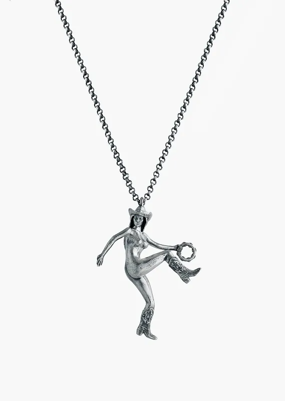 Silver Tambourine Girl Pendant Necklace - Necklaces