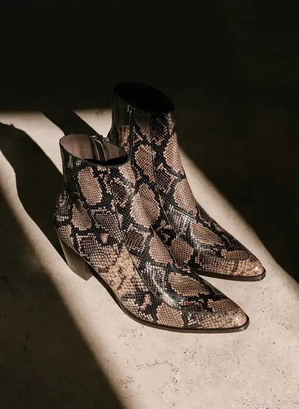 Soho 60mm Brown Snake Effect Leather Boots - Footwear