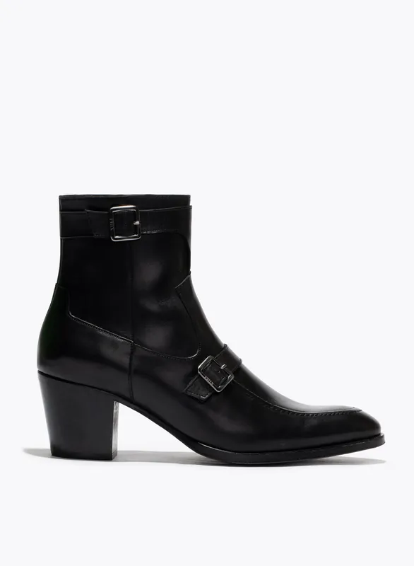 Monique 60mm Black Leather Boot - Footwear