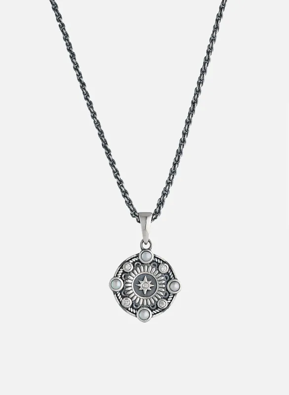 Silver Pearl & Crystal Pendant - Necklaces