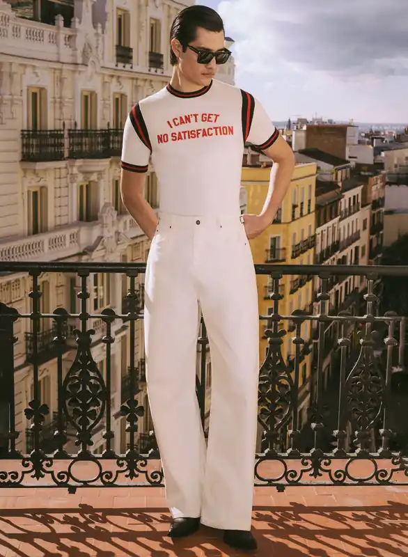 White High Waisted Side Buckle Barrel Leg Jeans - Trousers
