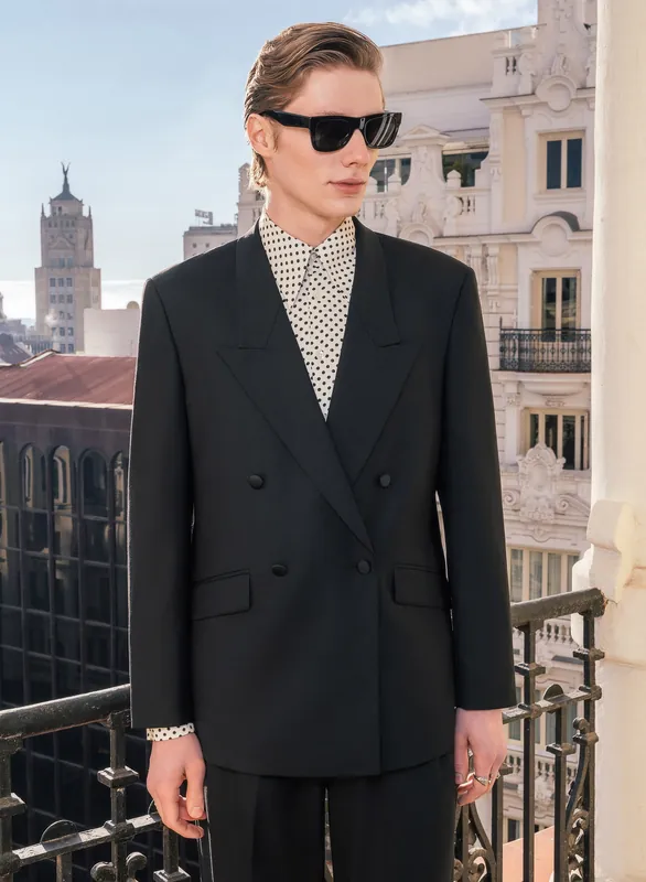 Black Double Breasted Wool Blazer - Jackets & Coats