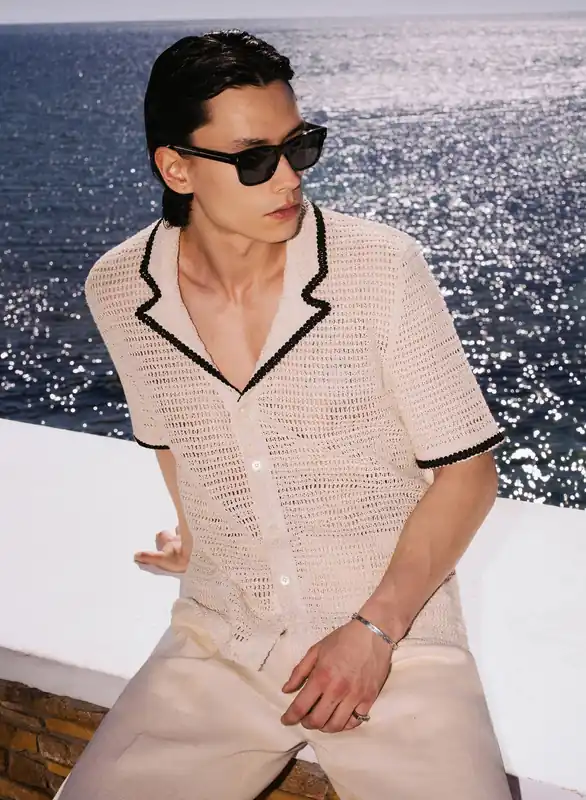 Ivory Crochet Cuban Shirt - Shirts