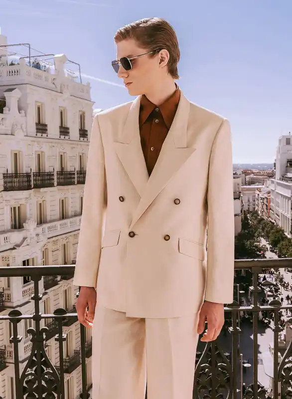 Ivory Linen Double Breasted Blazer - Jackets & Coats