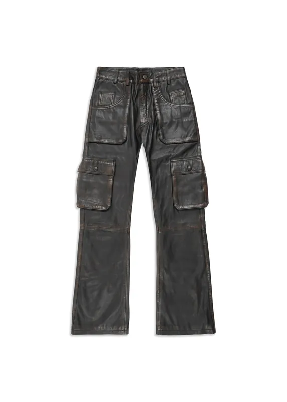 VINTAGE LEATHER CARGO PANTS - Godmade Clo