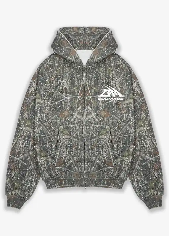 FOREST CAMO RHINESTONE - ZIP HOODIE