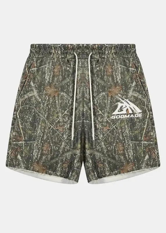 FOREST CAMO RHINESTONE SHORTS - Godmade Clo