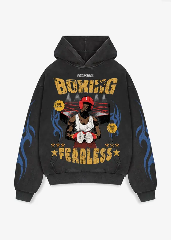 FEARLESS GRAPHIC HOODIE - WASHED GREY