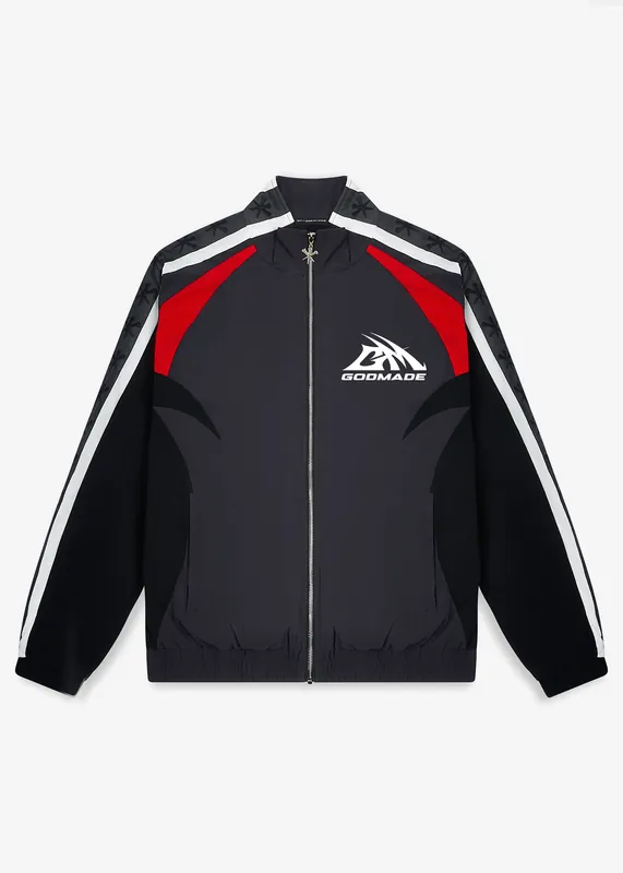 RETRO TRACK JACKET - BLACK/RED