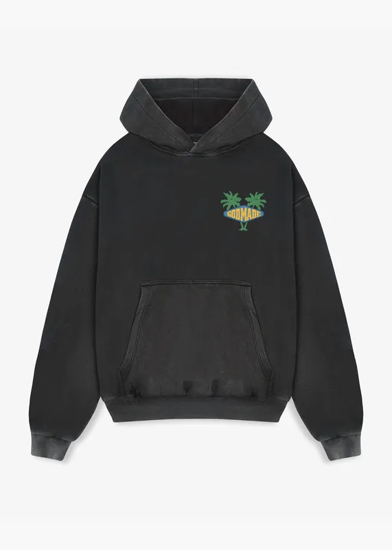 OCEAN SIDE GRAPHIC HOODIE - WASHED GREY