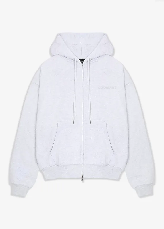 SIGNATURE - ESSENTIALS ASHEN ZIP HOODIE - MARL GREY