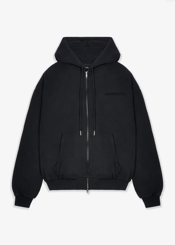 SIGNATURE - ESSENTIAL ONYX ZIP HOODIE - BLACK