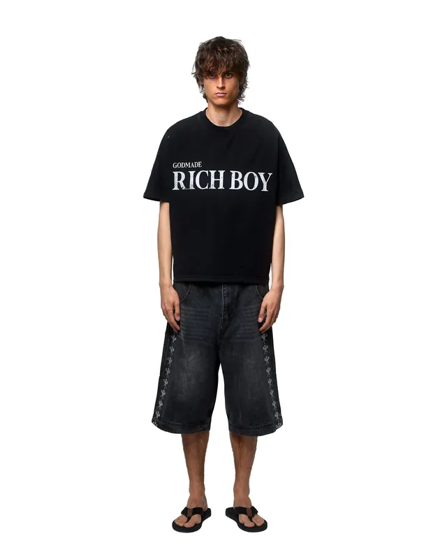 RICH BOY T-SHIRT - WASHED BLACK