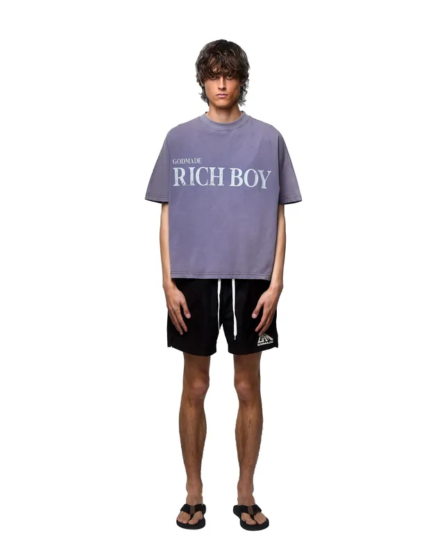 RICH BOY GREY T-SHIRT - BURNOUT PURPLE