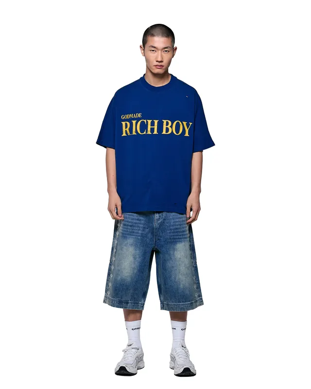 RICH BOY T-SHIRT - WASHED BLUE