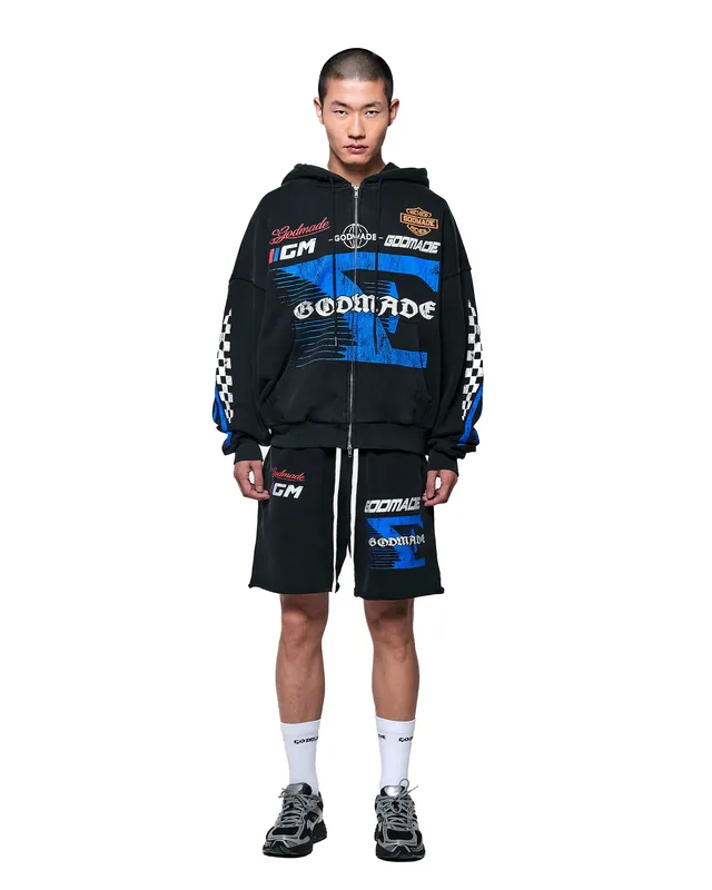 7 SPEED ZIP HOODIE - WASHED BLACK