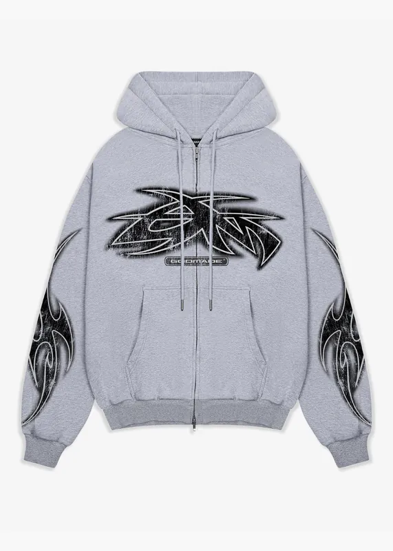 VIVID ZIP HOODIE - GREY